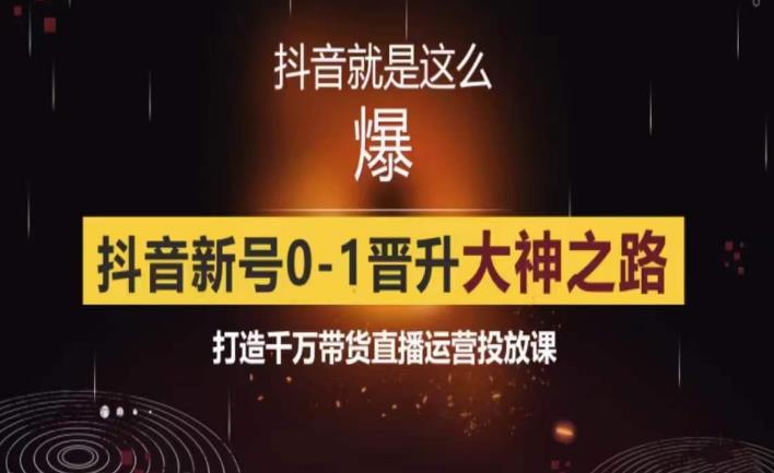 0粉自然流实战起号课，抖音新号0~1晋升大神之路，打造千万带货直播运营投放课-副业库
