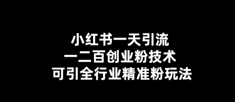 小红书一天引流一二百创业粉技术，可引全行业精准粉玩法【仅揭秘】-副业库