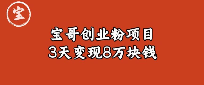 宝哥IP图文创业粉引流项目实战分享：单个账号3天涨粉1万，变现8万块钱（图文教程）【揭秘】-副业库