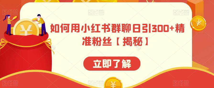 如何用小红书群聊日引300+精准粉丝【揭秘】-副业库