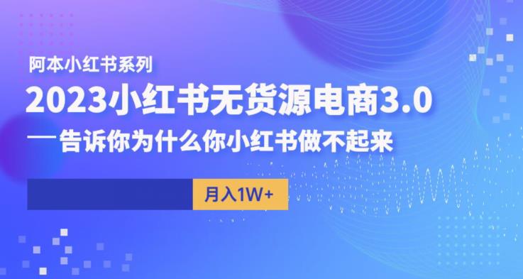阿本小红书无货源电商3.0，告诉你为什么你小红书做不起来-副业库