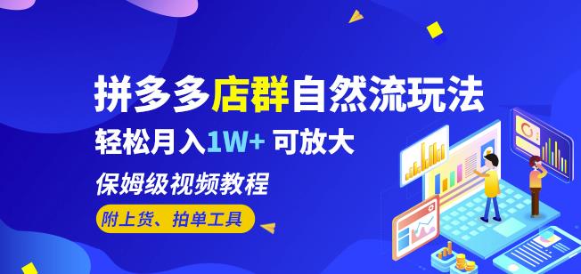拼多多店群自然流玩法，轻松月入1W+保姆级视频教程（附上货、拍单工具）-副业库