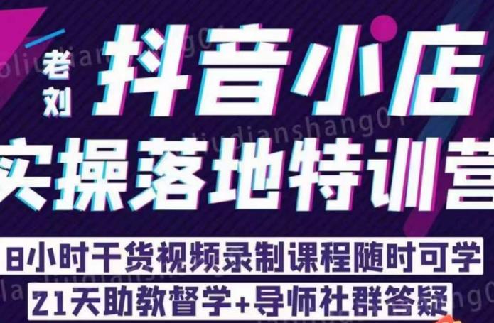 老刘·抖店商品卡流量，​抖音小店实操落地特训营，8小时干货视频录制课程随时可学-副业库