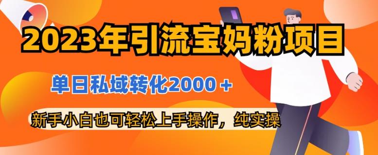 2023年引流宝妈粉项目，单日私域转化2000＋，新手小白也可轻松上手操作，纯实操-副业库