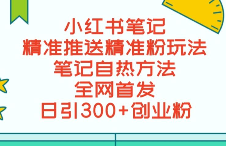 最新小红书笔记精准推送2000+精准粉，单日导流私欲最少300【脚本+教程】-副业库