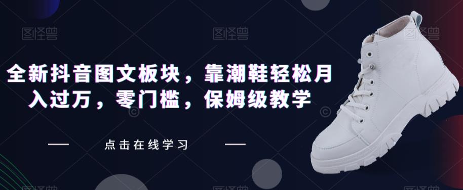 全新抖音图文板块，靠潮鞋轻松月入过万，零门槛，保姆级教学【揭秘】-副业库