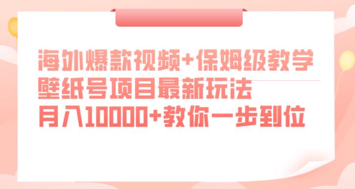 海外爆款视频+保姆级教学，壁纸号项目最新玩法，月入10000+教你一步到位【揭秘】-副业库