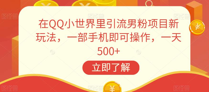 在QQ小世界里引流男粉项目新玩法，一部手机即可操作，一天500+【揭秘】-副业库