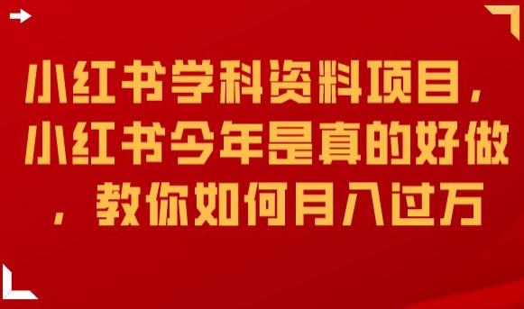 小红书学科资料项目，小红书今年是真的好做，教你如何月入过万【揭秘】-副业库