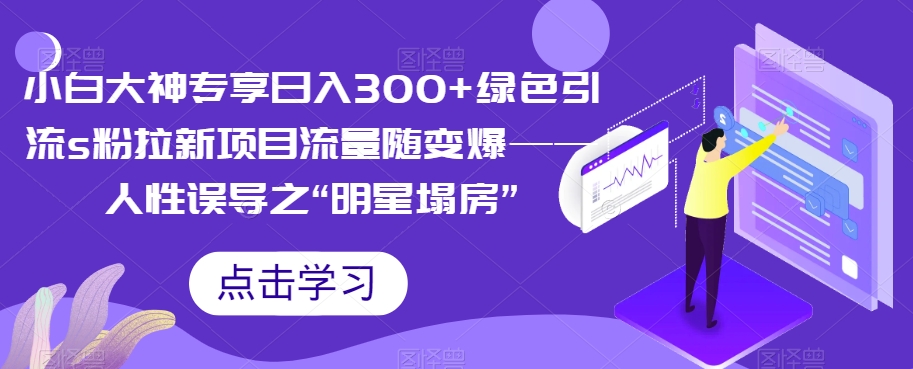 小白大神专享日入300+绿色引流s粉拉新项目流量随变爆——人性误导之“明星塌房”-副业库