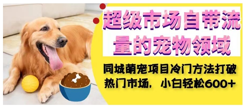 超级市场自带流量的宠物领域，同城萌宠项目冷门方法打破热门市场，小白轻松600+-副业库