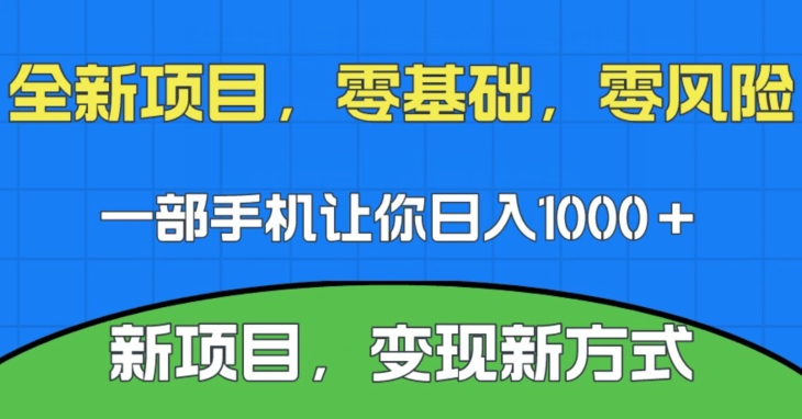 新项目，新平台，一部手机即可日入1000＋，无门槛操作【揭秘】-副业库