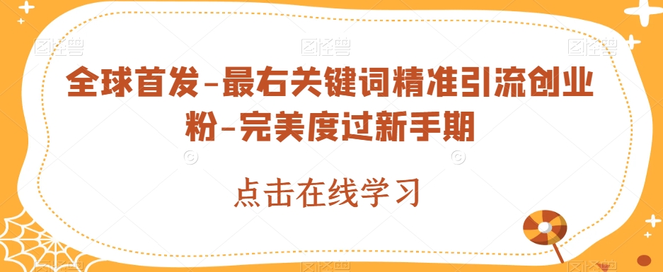 全球首发-最右关键词精准引流创业粉-完美度过新手期【揭秘】-副业库