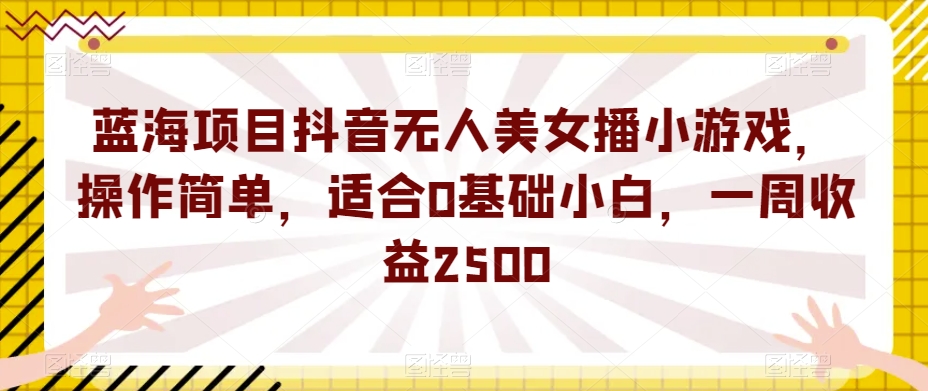 蓝海项目抖音无人美女播小游戏，操作简单，适合0基础小白，一周收益2500【揭秘】-副业库