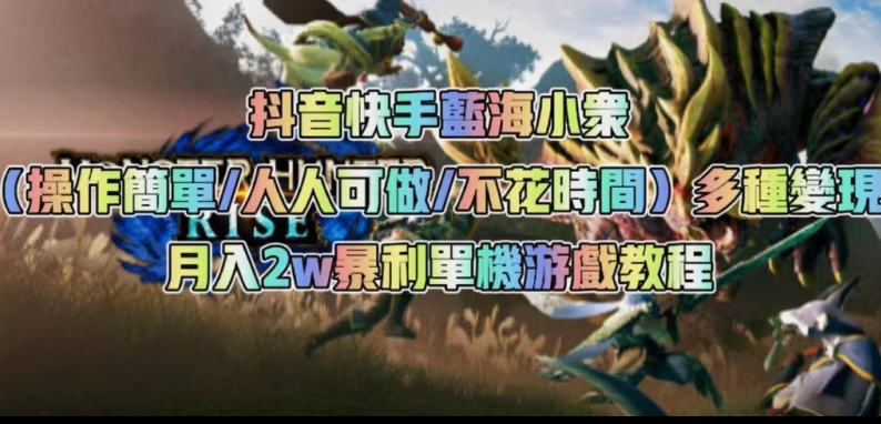 抖音快手蓝海小众（操作简单人人可做不花时间）多种变现月入2w＋暴利单机游戏教程-副业库