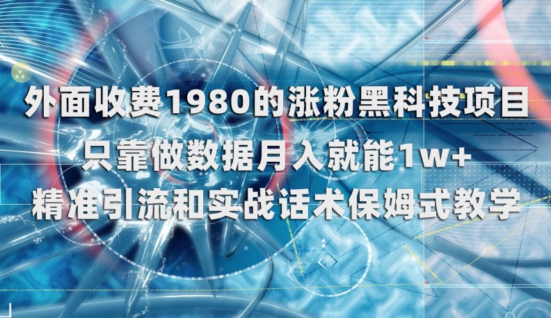 外面收费1980的涨粉黑科技项目，只靠做数据月入就能1w+【揭秘】-副业库