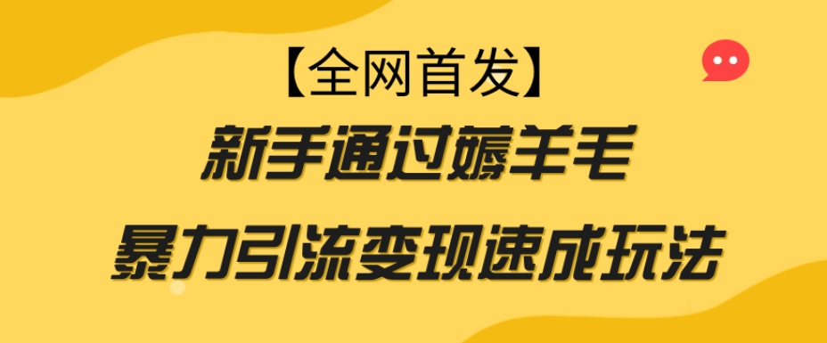 【全网首发】新手通过薅羊毛暴力引流变现速成玩法-副业库
