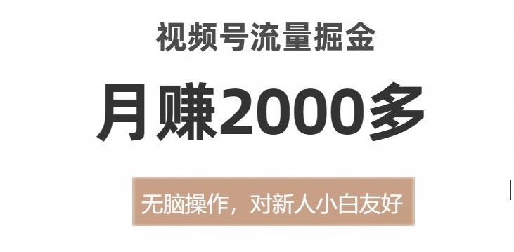 视频号流量掘金，无脑操作，对新人小白友好，月赚2000多【揭秘】-副业库
