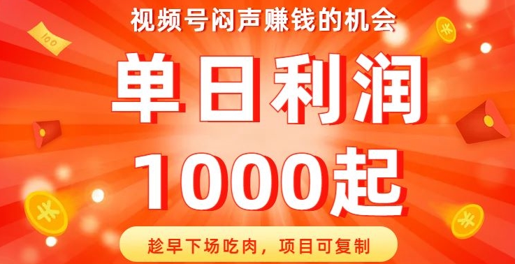 视频号闷声赚钱的机会，趁早下场吃肉，项目可复制，单日利润1000起【揭秘】-副业库