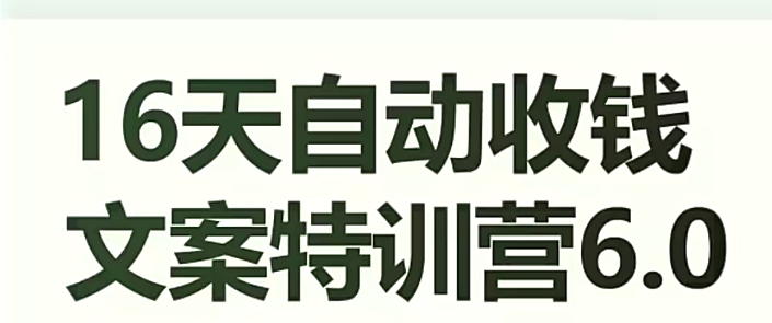 16天自动收钱文案特训营6.0，学会儿每天自动咔咔收钱-副业库