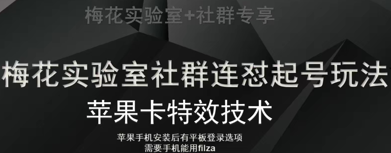 梅花实验室社群视频号连怼起号玩法，最新苹果卡特效技术-副业库