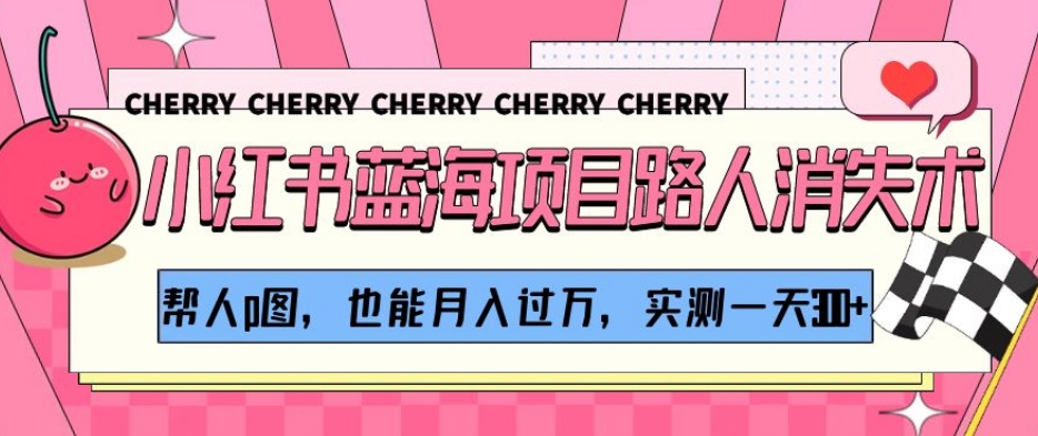 小红书蓝海项目路人消失术，帮人p图，也能月入过万，实测一天300+【揭秘】-副业库