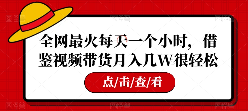 全网最火每天一个小时，借鉴视频带货月入几W很轻松【揭秘】-副业库