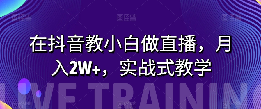 在抖音教小白做直播，月入2W+，实战式教学【揭秘】-副业库