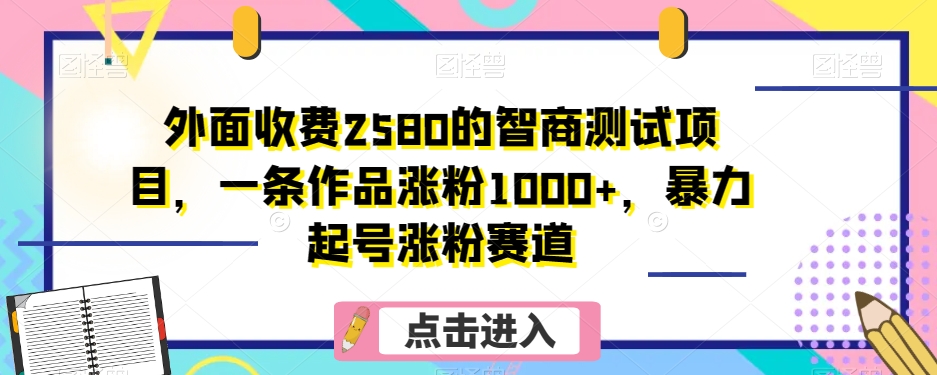 外面收费2580的智商测试项目，一条作品涨粉1000+，暴力起号涨粉赛道【揭秘】-副业库
