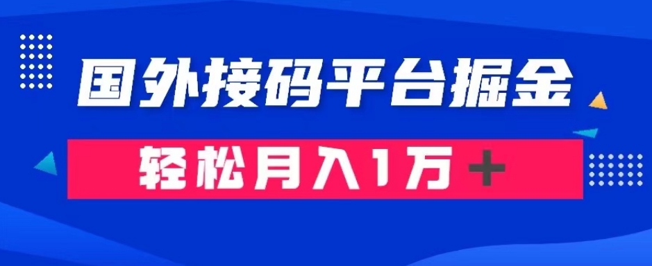 通过国外接码平台掘金：成本1.3，利润10＋，轻松月入1万＋【揭秘】-副业库