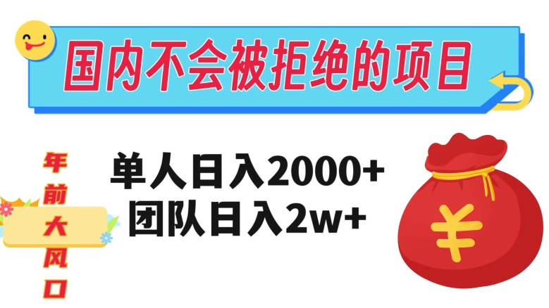 在国内不怕被拒绝的项目，单人日入2000，团队日入20000+【揭秘】-副业库