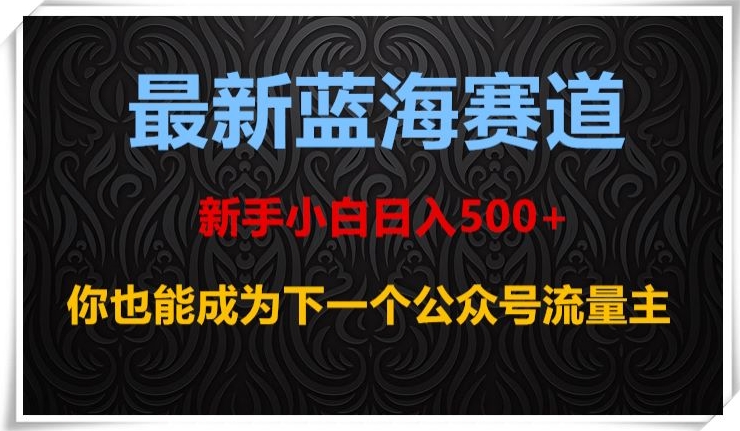最新蓝海赛道，新手小白日入500+，你也能成为下一个公众号流量主【揭秘】-副业库