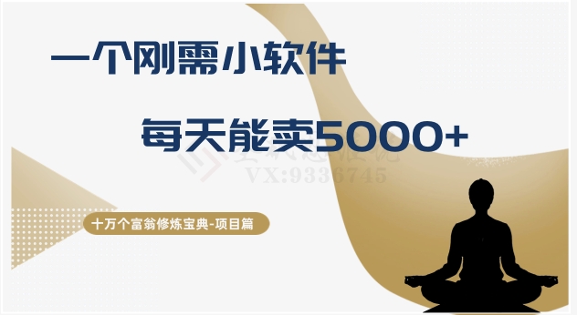 十万个富翁修炼宝典之17.一个刚需小软件，每天能卖5000+-副业库