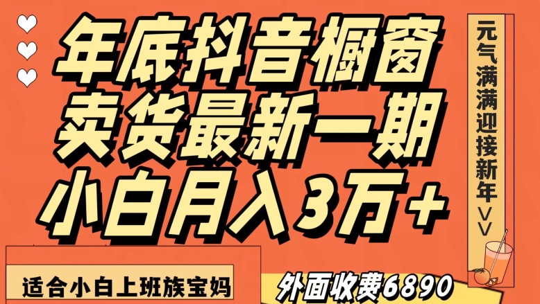 外面收费6890元年底抖音橱窗卖货最新一期，小白月入3万，适合小白上班族宝妈【揭秘】-副业库
