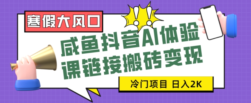 寒假大风口咸鱼抖音AI体验课链接搬砖变现，全网首发冷门项目，小白可日入2K+【揭秘】-副业库