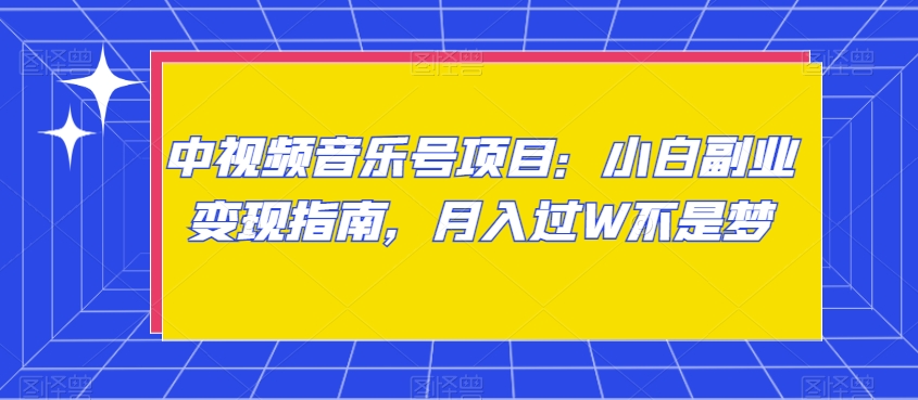 中视频音乐号项目：小白副业变现指南，月入过W不是梦【揭秘】-副业库