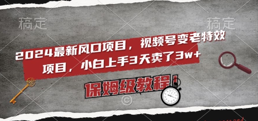 2024最新风口项目，视频号变老特效项目，电脑小白上手3天卖了3w+，保姆级教程【揭秘】-副业库
