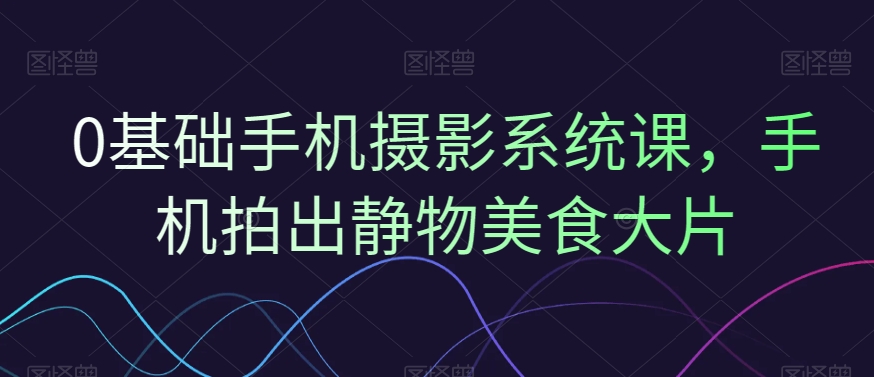 0基础手机摄影系统课，手机拍出静物美食大片-副业库