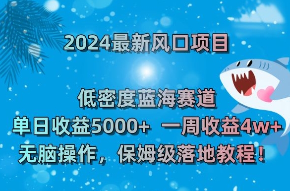 2024最新风口项目，低密度蓝海赛道，单日收益5000+，一周收益4w+！-副业库