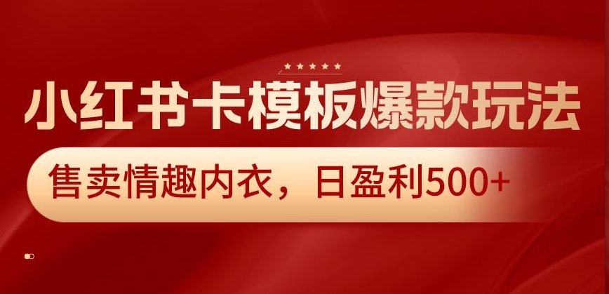 小红书卡模板爆款玩法，售卖情趣内衣，日盈利500+-副业库