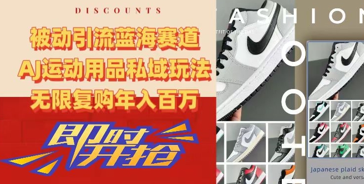 被动引流蓝海赛道，AJ运动用品私域玩法，无限复购年入百万-副业库