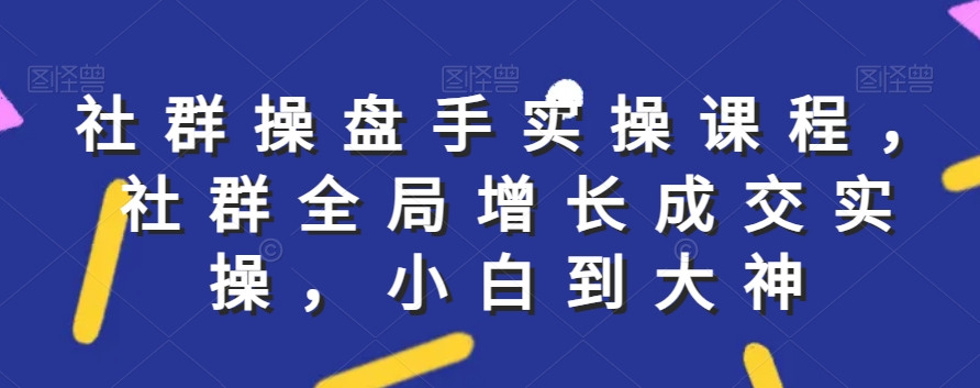 社群实操课程，社群全局增长成交实操，小白到大神-副业库