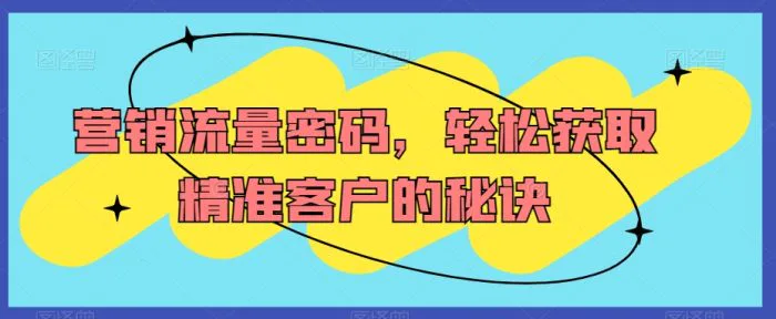 营销流量密码，轻松获取精准客户的秘诀-副业库