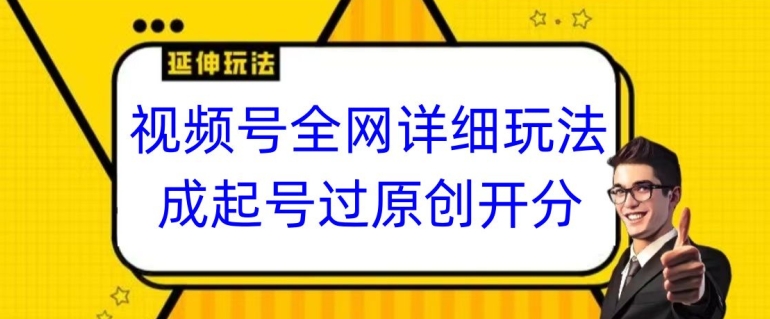 视频号全网最详细玩法，起号过原创开分成，单号日入300+-副业库
