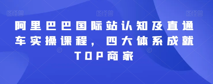 阿里巴巴国际站认知及直通车实操课程，四大体系成就TOP商家-副业库
