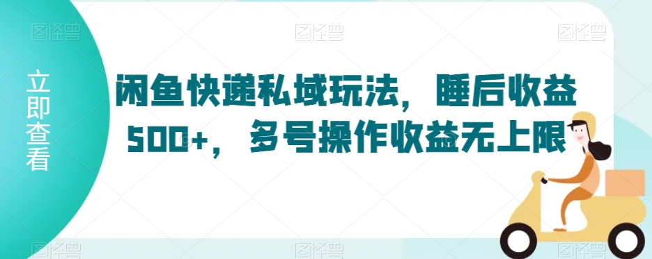 闲鱼快递私域玩法，睡后收益500+，多号操作收益无上限-副业库