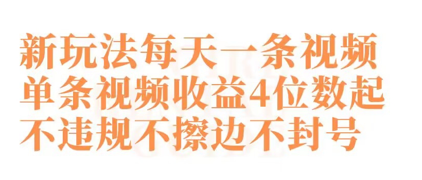 快手新玩法每天一条视频单条视频收益4位数起不违规不擦边不封号-副业库
