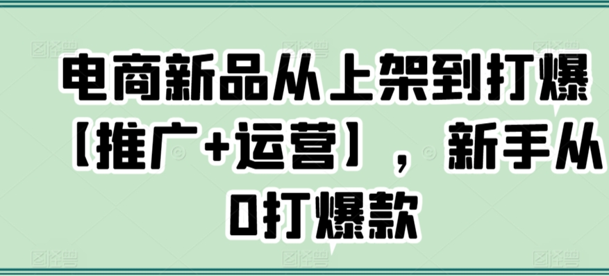 电商新品从上架到打爆【推广+运营】，新手从0打爆款-副业库
