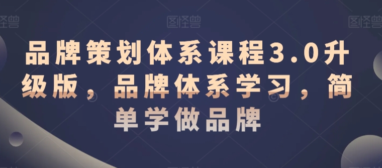 品牌策划体系课程3.0升级版，品牌体系学习，简单学做品牌-副业库