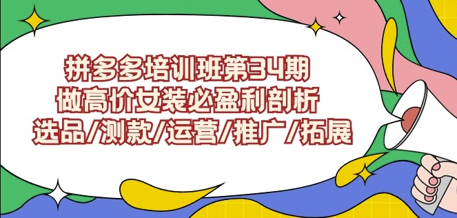 拼多多培训班第34期：做高价女装必盈利剖析选品/测款/运营/推广/拓展-副业库